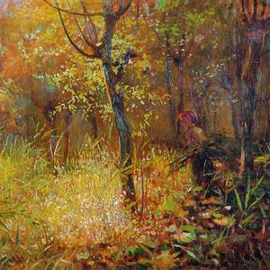 Ragazza che raccoglie la legna nel bosco
